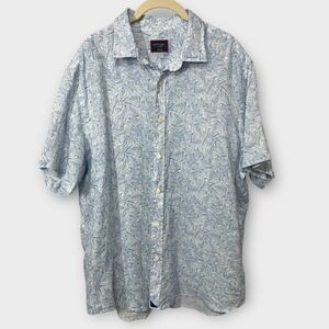 UNTUCKit Linen Terlan Shirt Men's XL Blue White Short Sleeve Button Down Coastal